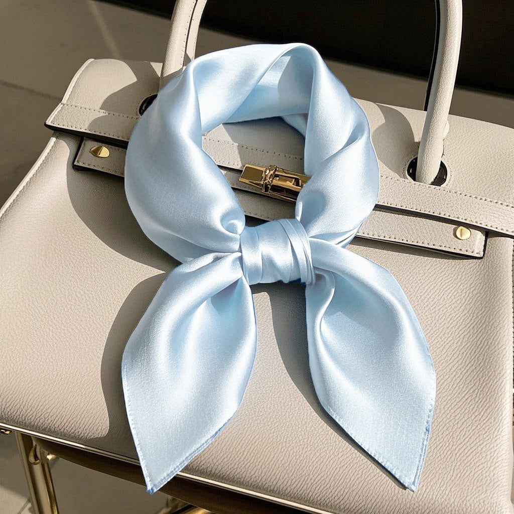 [Light Blue] SilkSilky Pure Silk Scarf 003