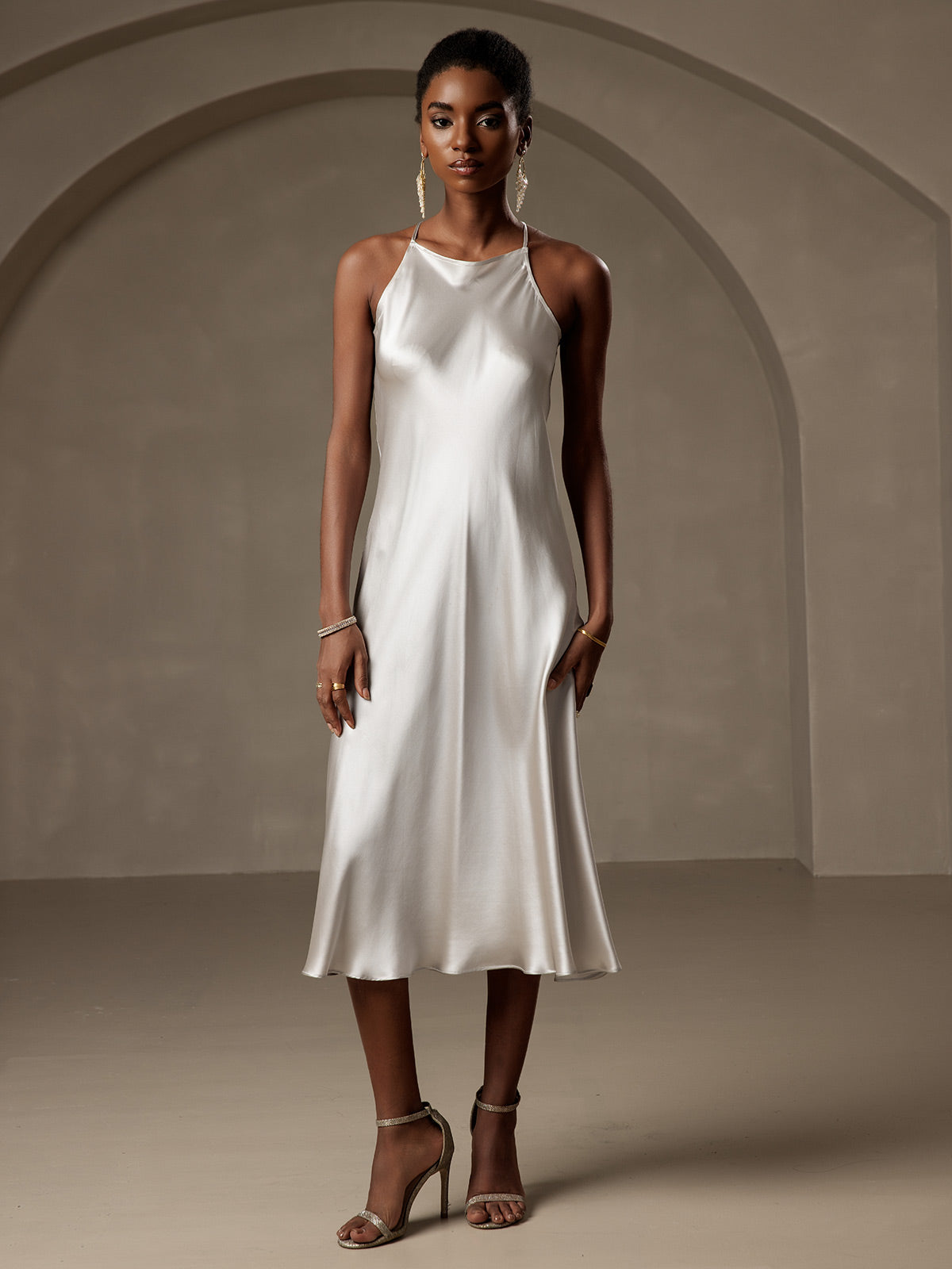 [Light Gray] SilkSilky  19Momme Silk Dress 007