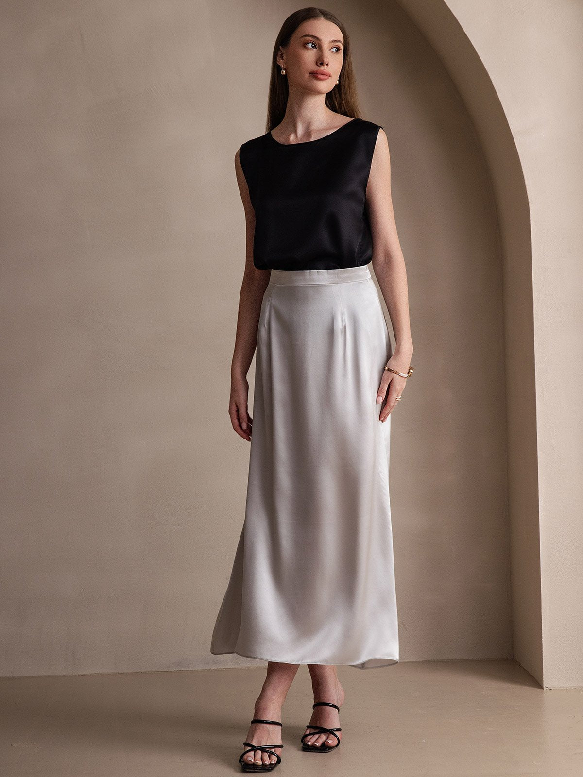[Light Gray] SilkSilky 19Momme Silk Skirt 007