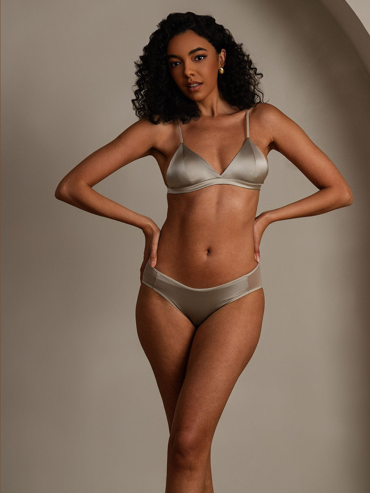 [Light Gray] SilkSilky Pure Silk Bra&Panty Set 006