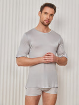 [Light Gray] SilkSilky  Short Sleeve V Neck Men's T-Shirt 004