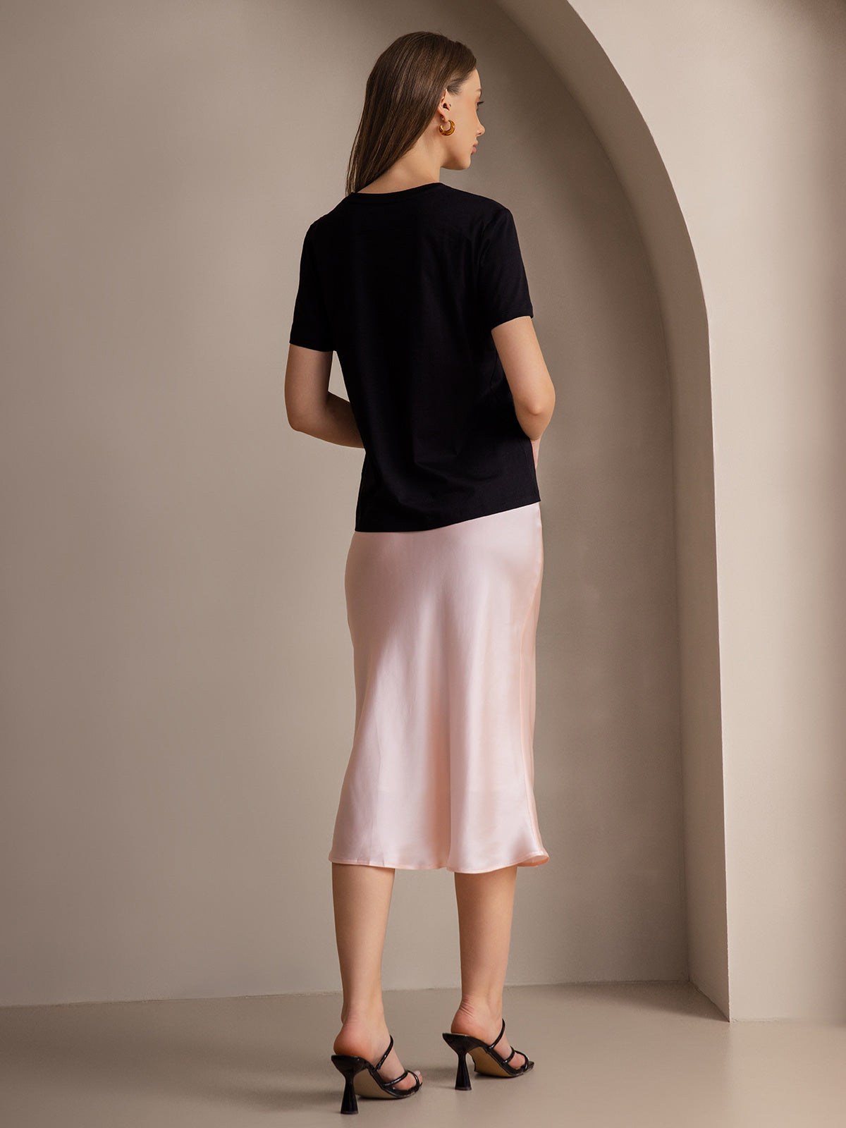[Light Pink] SilkSilky 19Momme Pure Silk Skirt 002