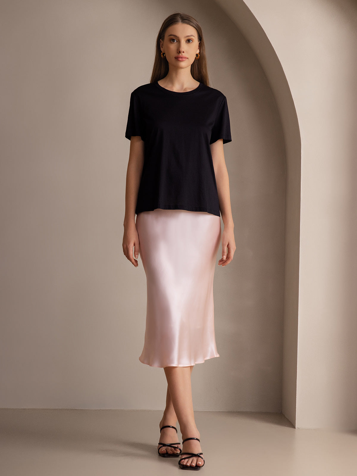 [Light Pink] SilkSilky 19Momme Pure Silk Skirt 003