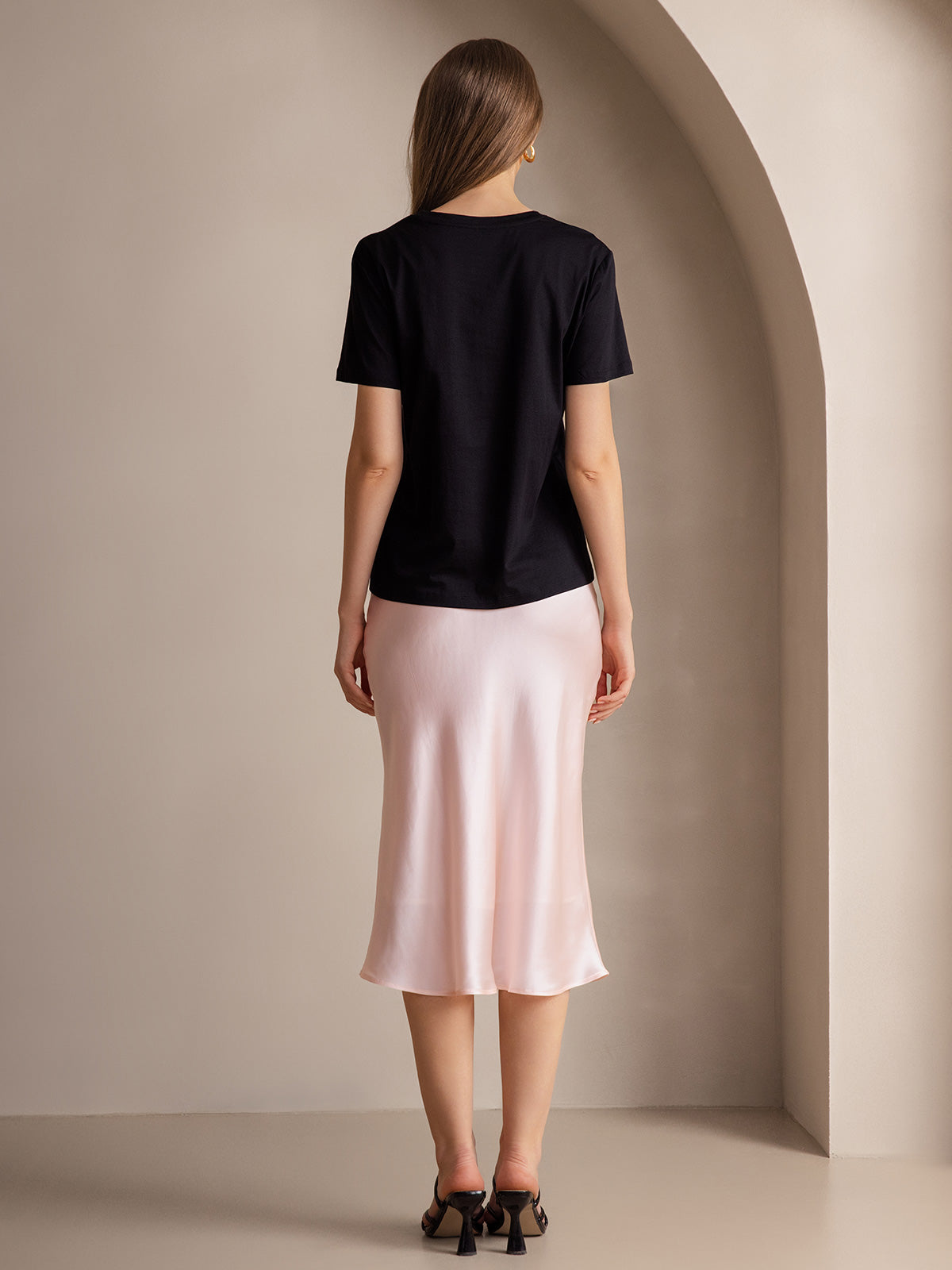 [Light Pink] SilkSilky 19Momme Pure Silk Skirt 004