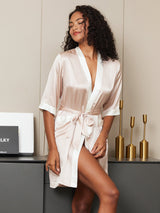 [Light Pink] SilkSilky  Half Sleeve Women's Robe 001
