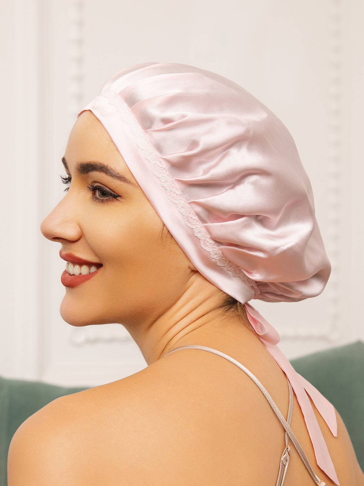 [Light Pink] SilkSilky Pure Silk Sleep Cap 001