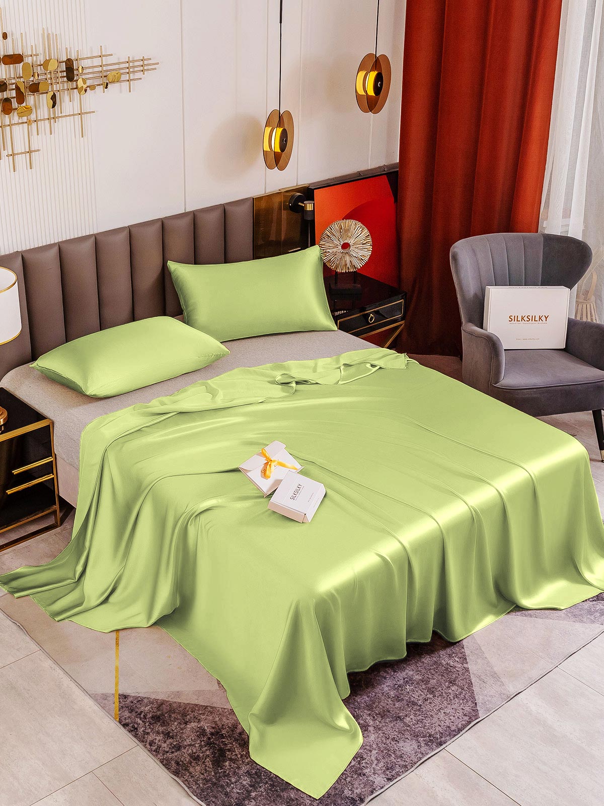 [Mint Green] SilkSilky 19Momme Pure Silk Bedding Set 001