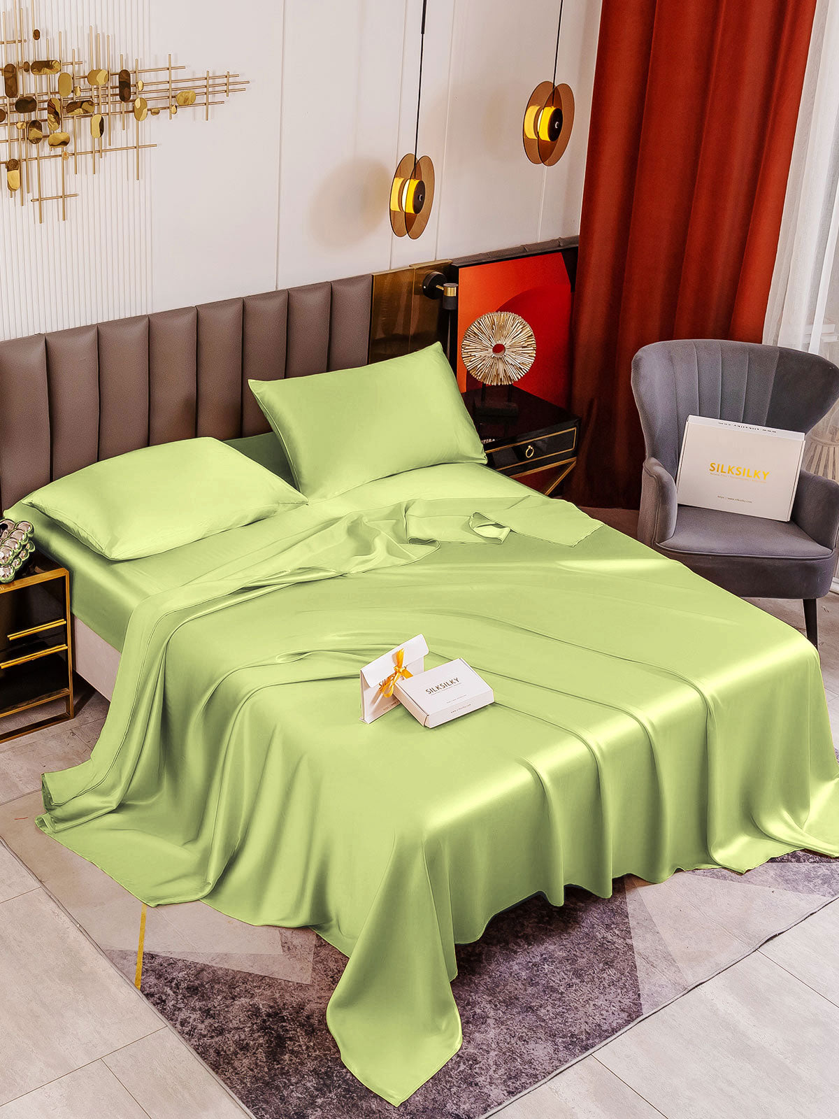[Mint Green] SilkSilky 19Momme Pure Silk Bedding Set 001