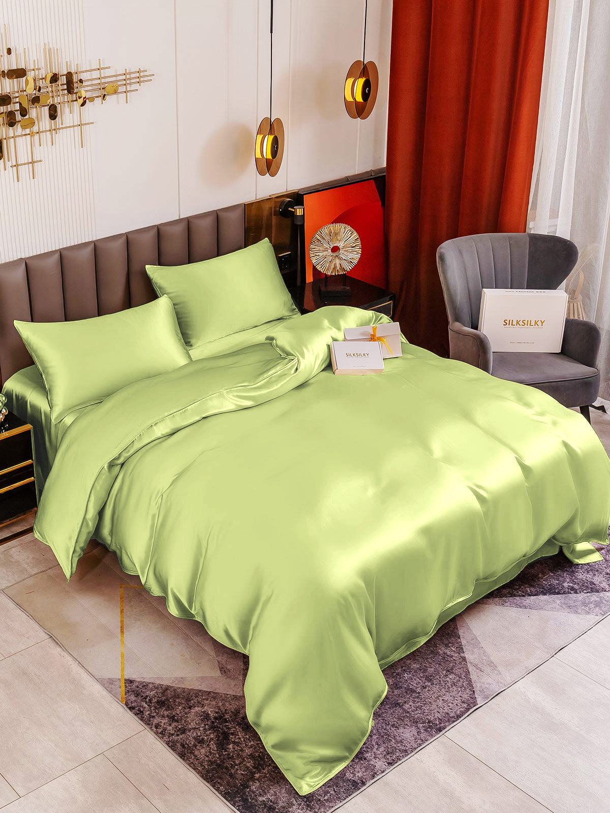 [Mint Green] SilkSilky 19Momme Pure Silk Bedding Set 001