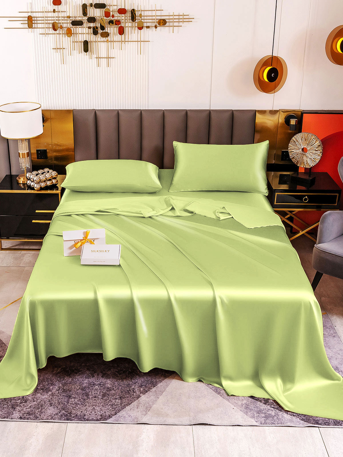 [Mint Green] SilkSilky 19Momme Pure Silk Bedding Set 002