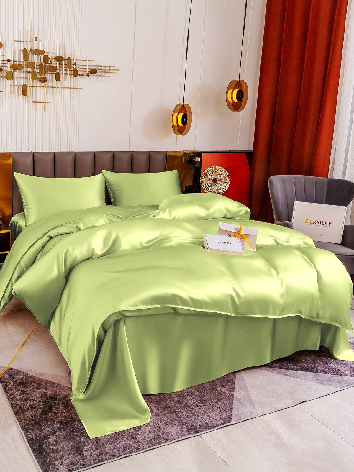 [Mint Green] SilkSilky 19Momme Pure Silk Bedding Set 003