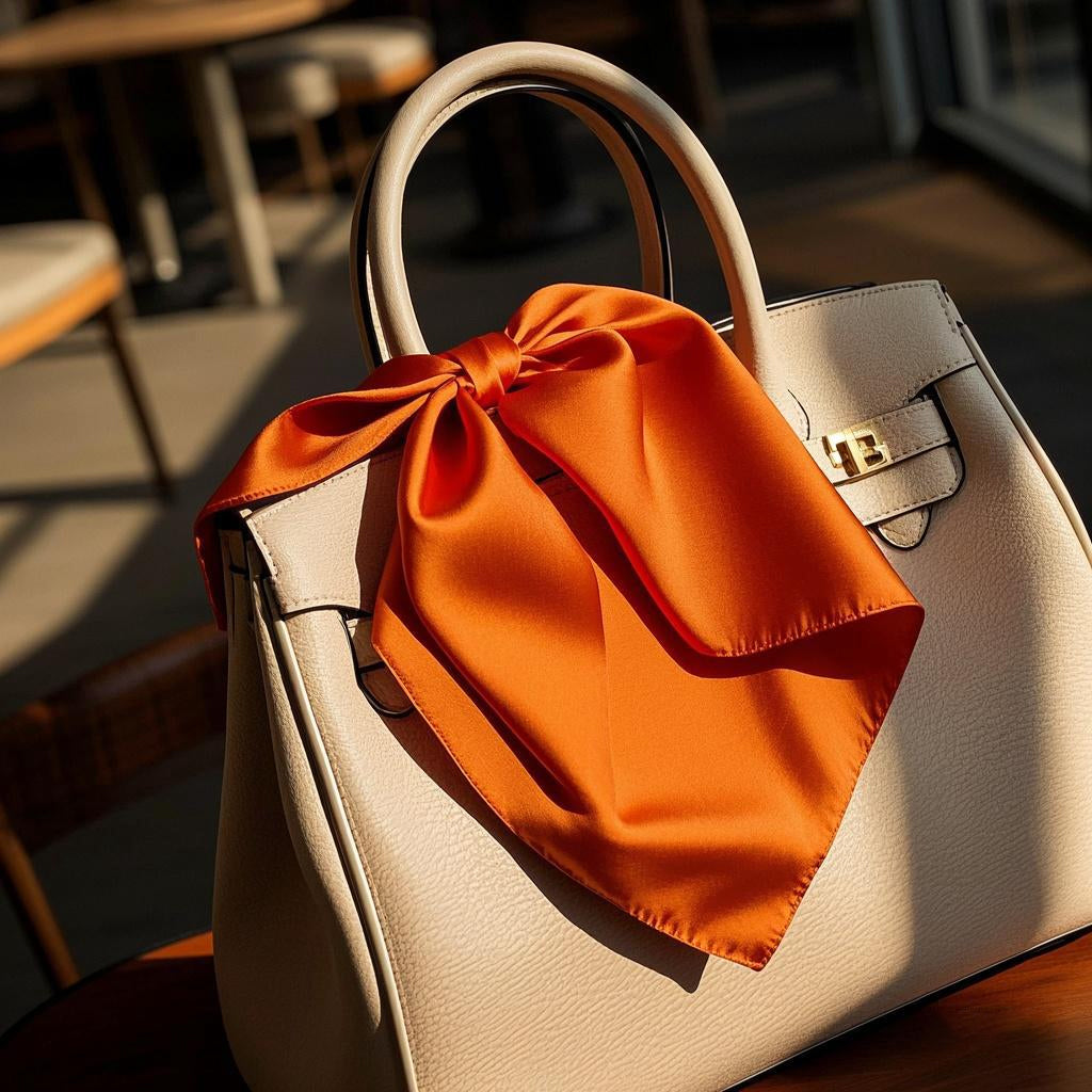 [Orange] SilkSilky Pure Silk Scarf 001