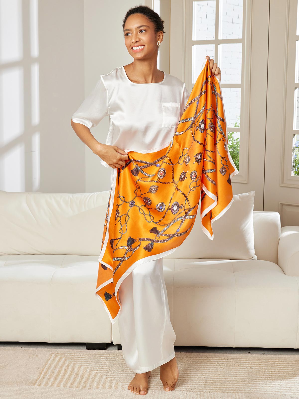 [P018] SilkSilky Pure Silk Scarf 005