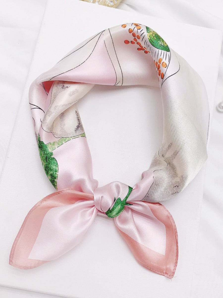 100% Mulberry Silk Floral Printed Square Scarf 53x53cm 21