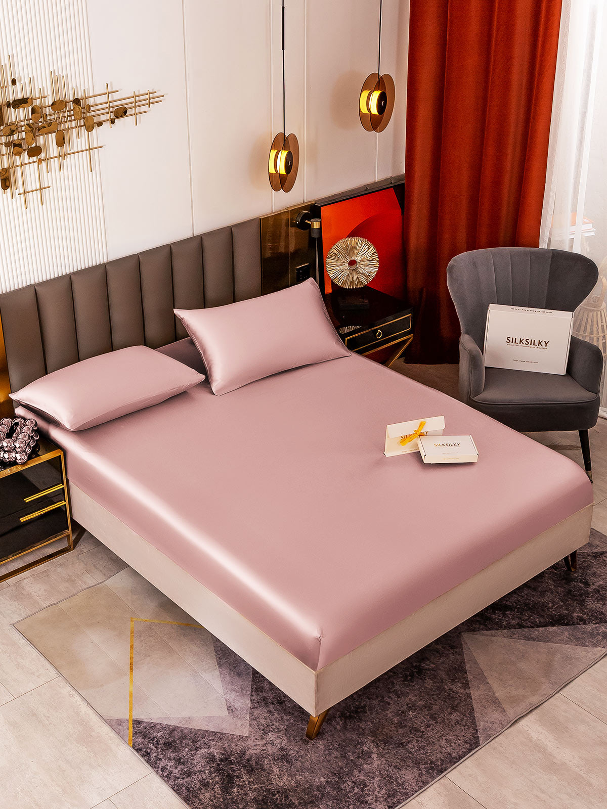 [Pale Mauve] SilkSilky 19Momme Pure Silk Bedding Set 001