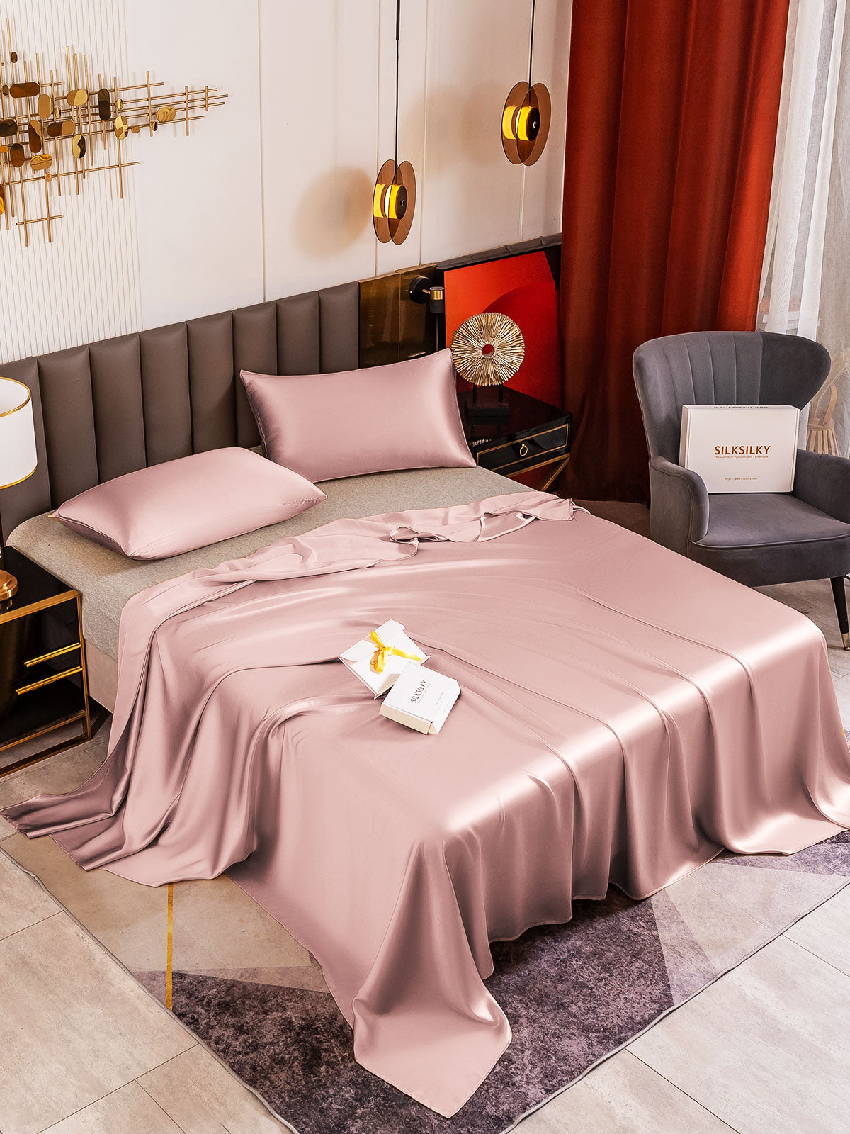 [Pale Mauve] SilkSilky 19Momme Pure Silk Bedding Set 001