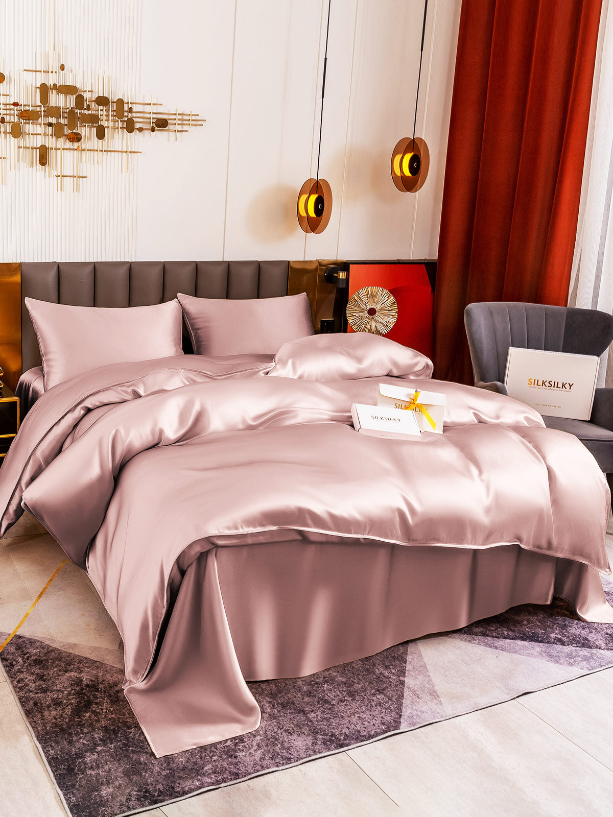 [Pale Mauve] SilkSilky 19Momme Pure Silk Bedding Set 003