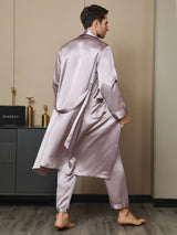 [Pale Mauve] SilkSilky  19Momme Pure Silk Long Sleeve Mens Robe 002