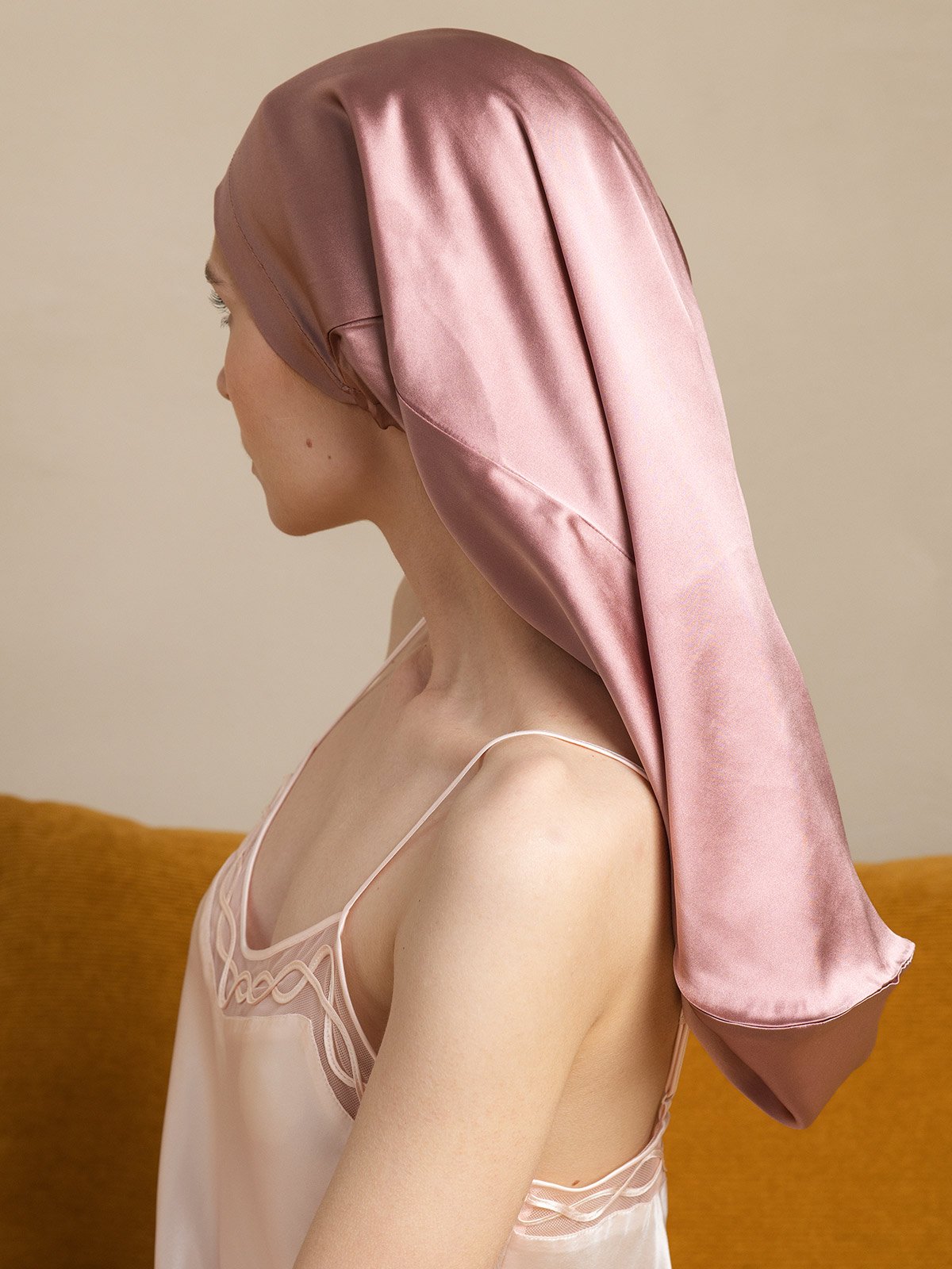 [Pale Mauve] SilkSilky 19Momme Silk Sleep Cap 005