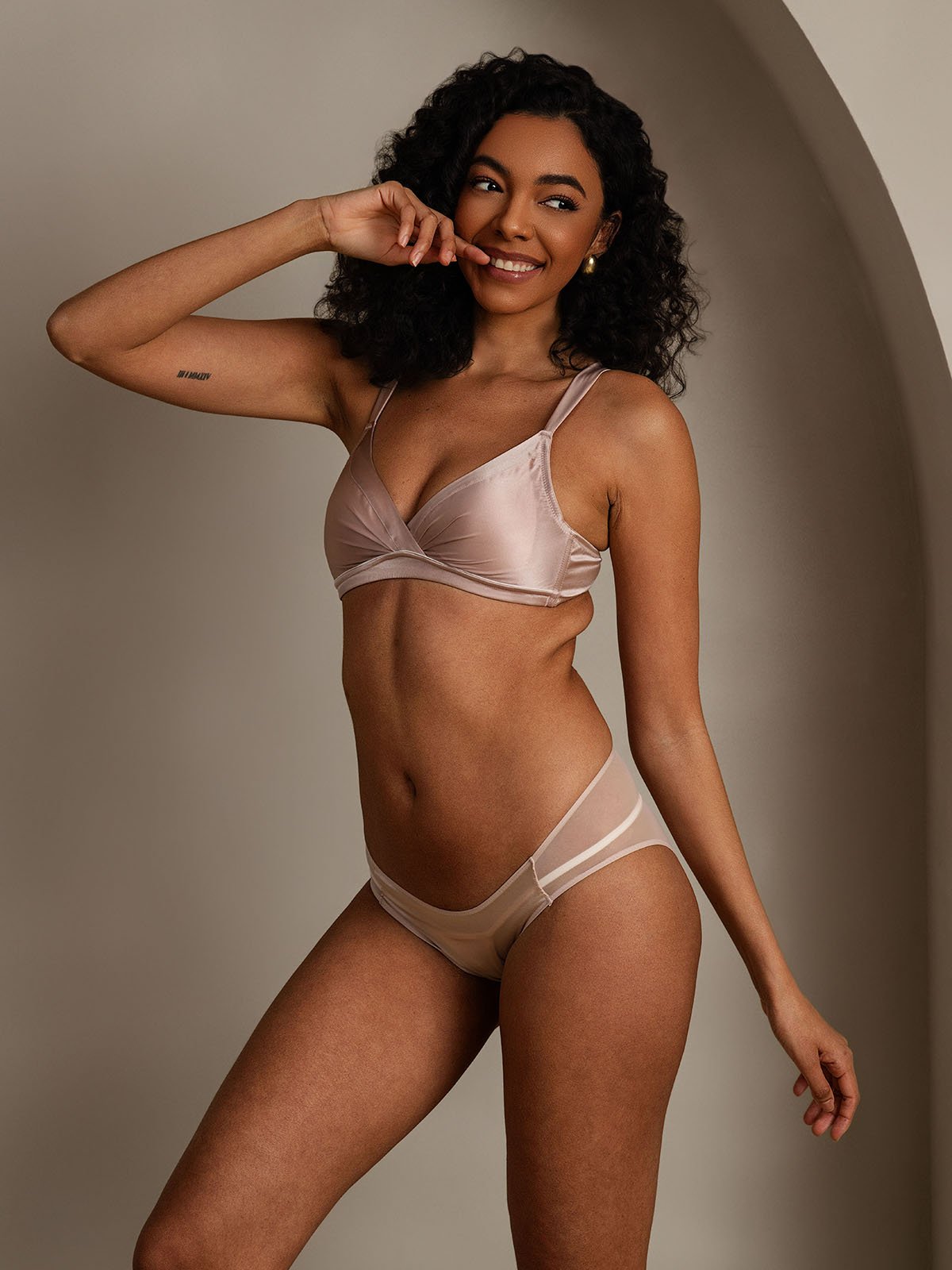 [Pale Mauve] SilkSilky Pure Silk Bra&Panty Set 004