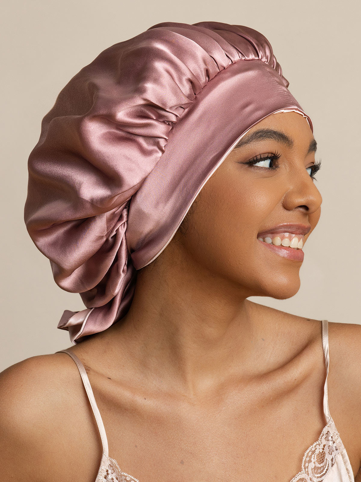 [Pale Mauve] SilkSilky Pure Silk Sleep Cap 004