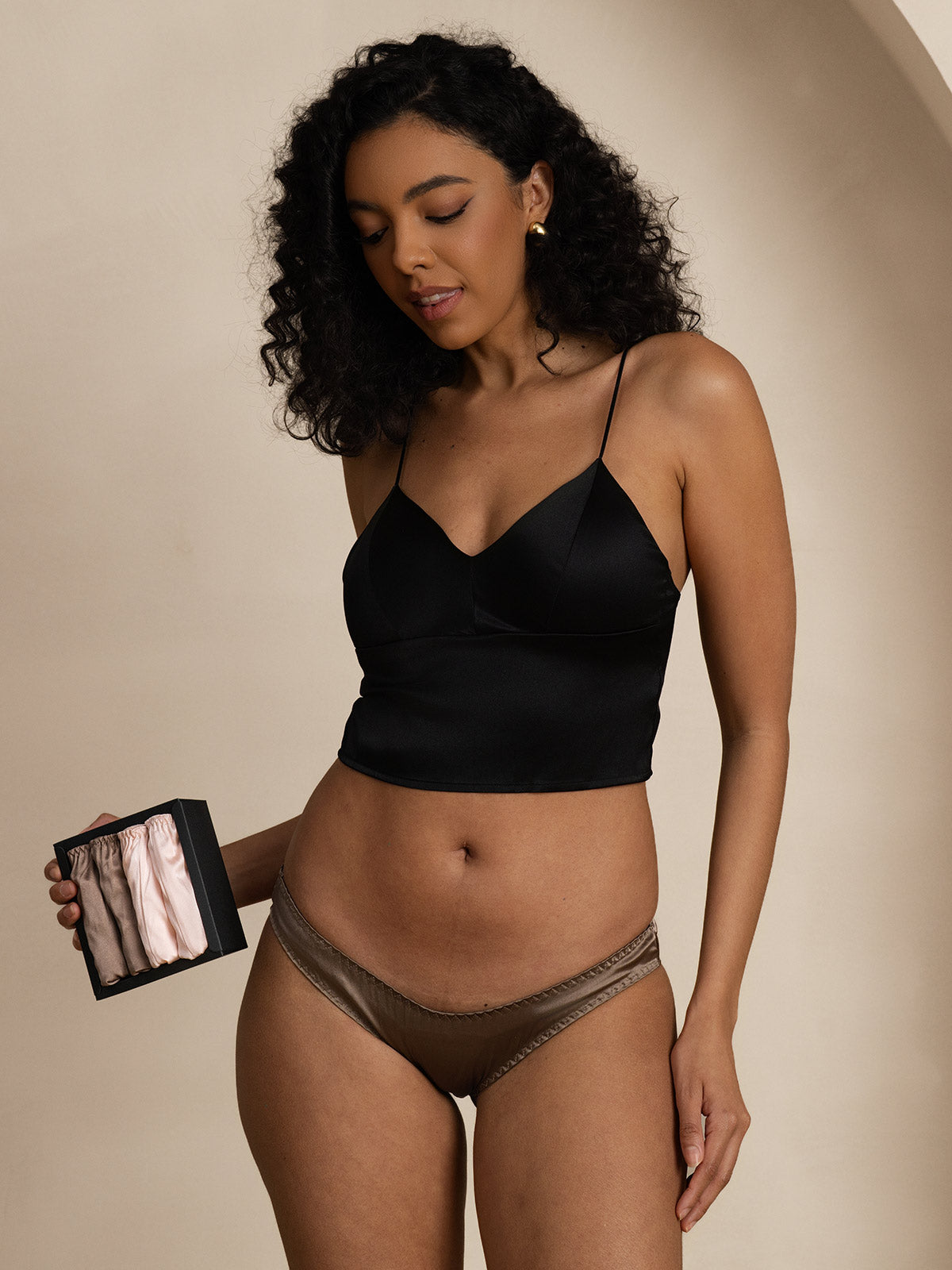 [Pink+Khaki] SilkSilky  Silk Knitted Panty 006