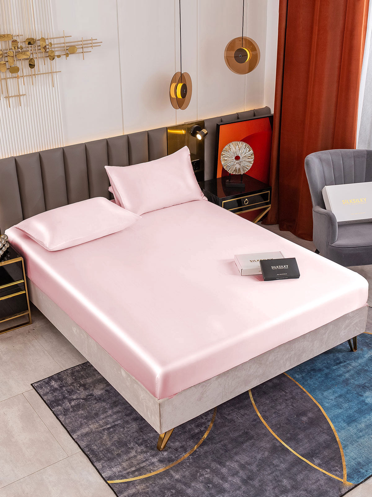 [Pink] SilkSilky 19Momme Pure Silk Bedding Set 001