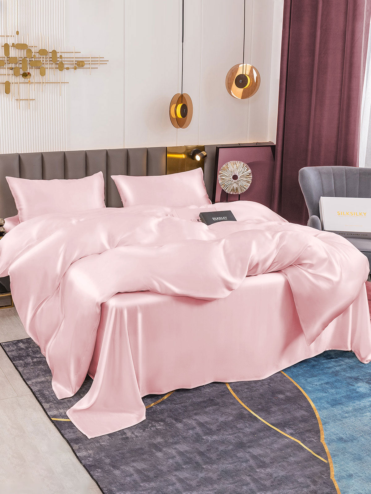 [Pink] SilkSilky 19Momme Pure Silk Bedding Set 003