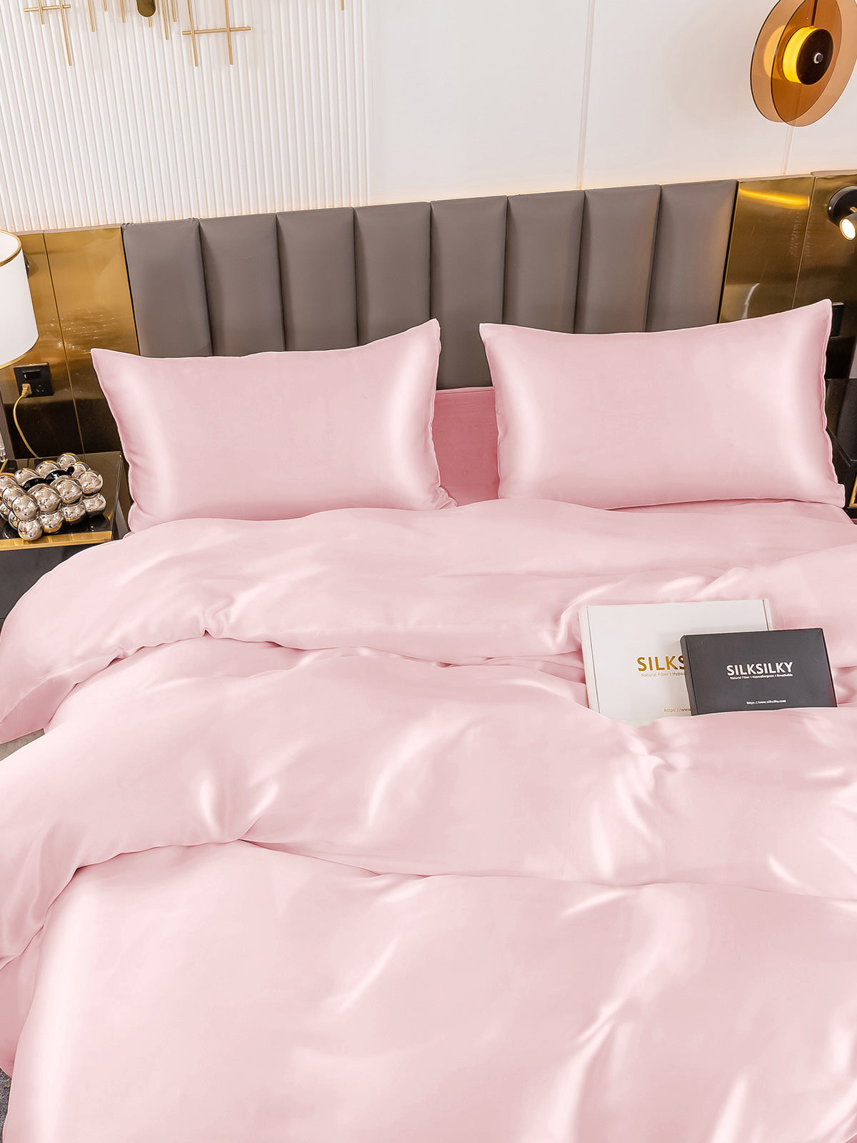[Pink] SilkSilky 19Momme Pure Silk Bedding Set 004