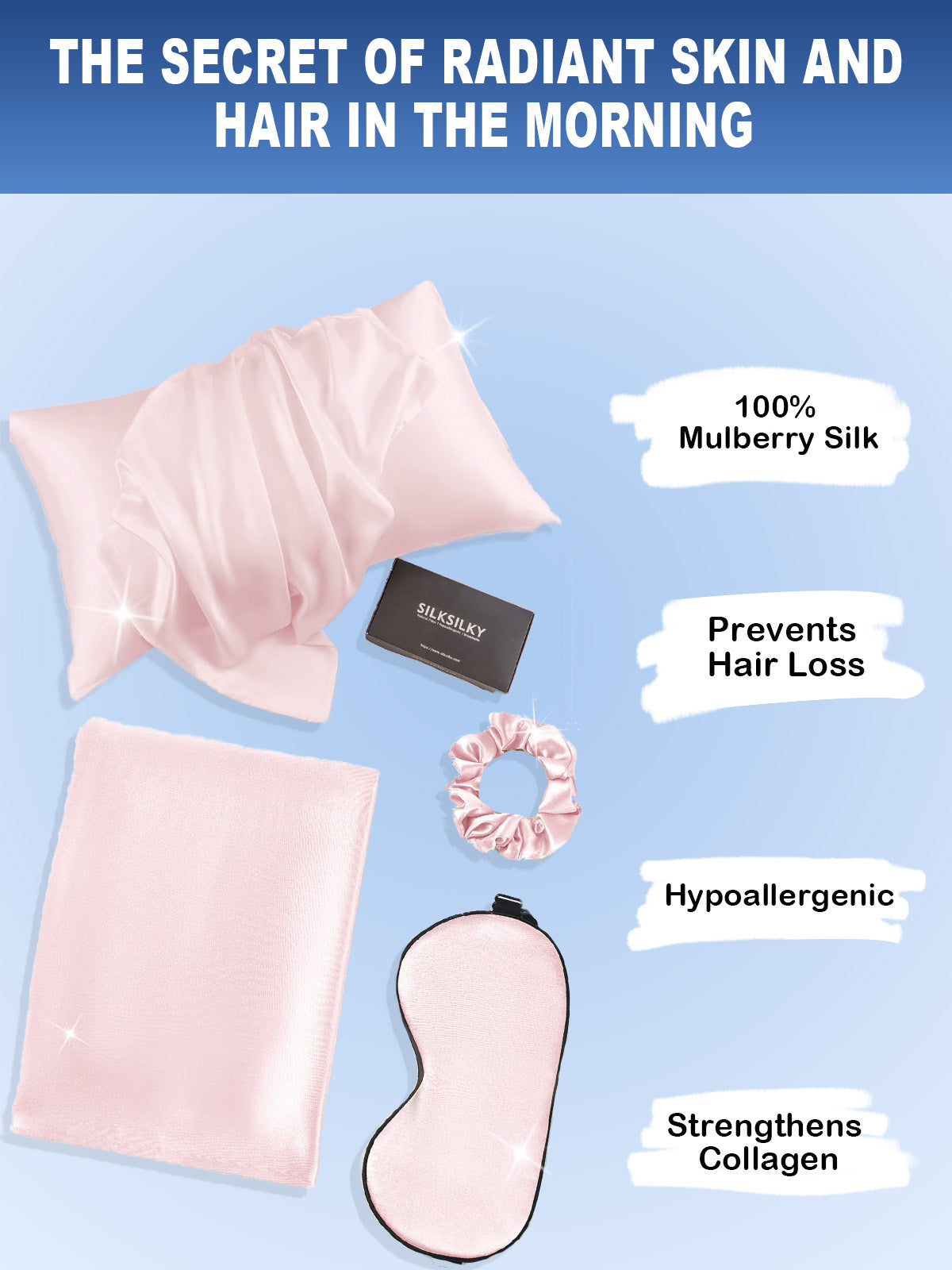 [Pink] SilkSilky 19Momme Pure Silk Pillowcase Set 002