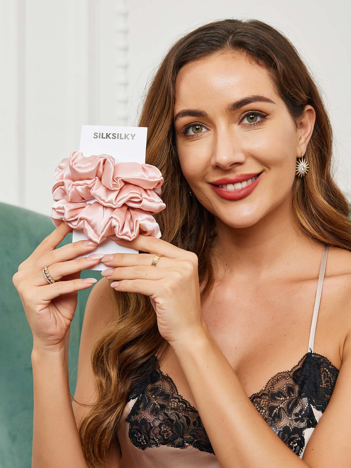 [Pink] SilkSilky 19Momme Pure Silk Scrunchie 001