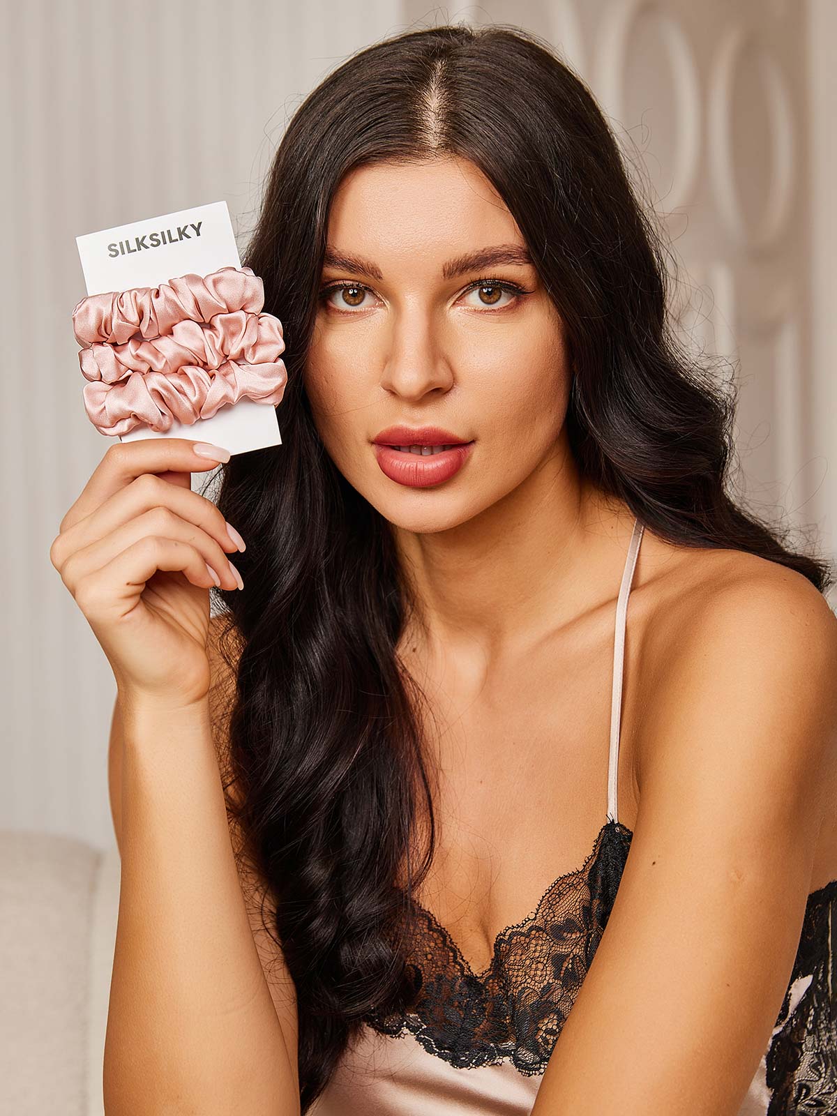[Pink] SilkSilky 19Momme Pure Silk Scrunchie 001