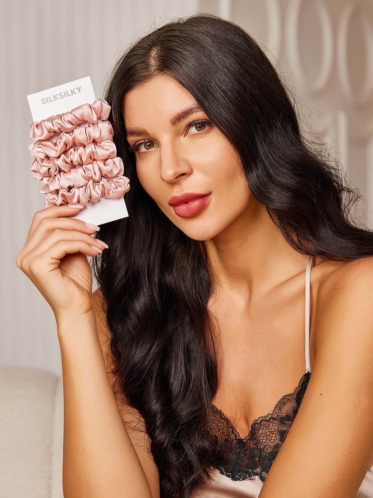 [Pink] SilkSilky 19Momme Pure Silk Scrunchie 001