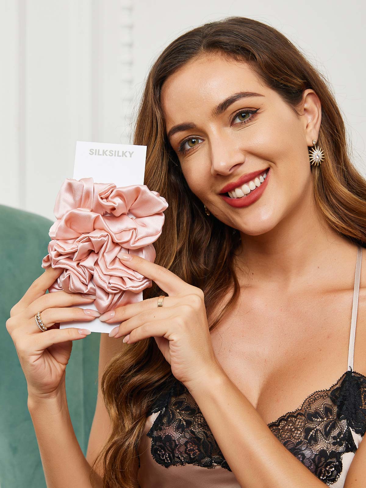 [Pink] SilkSilky 19Momme Pure Silk Scrunchie 002
