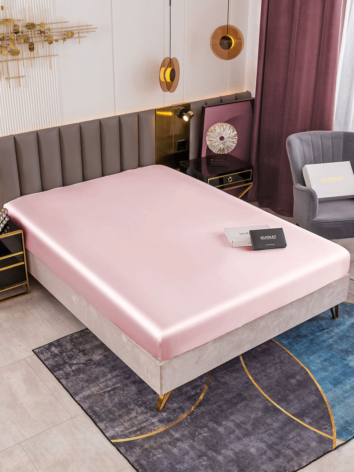 [Pink] SilkSilky 19Momme Pure Silk Sheet 001