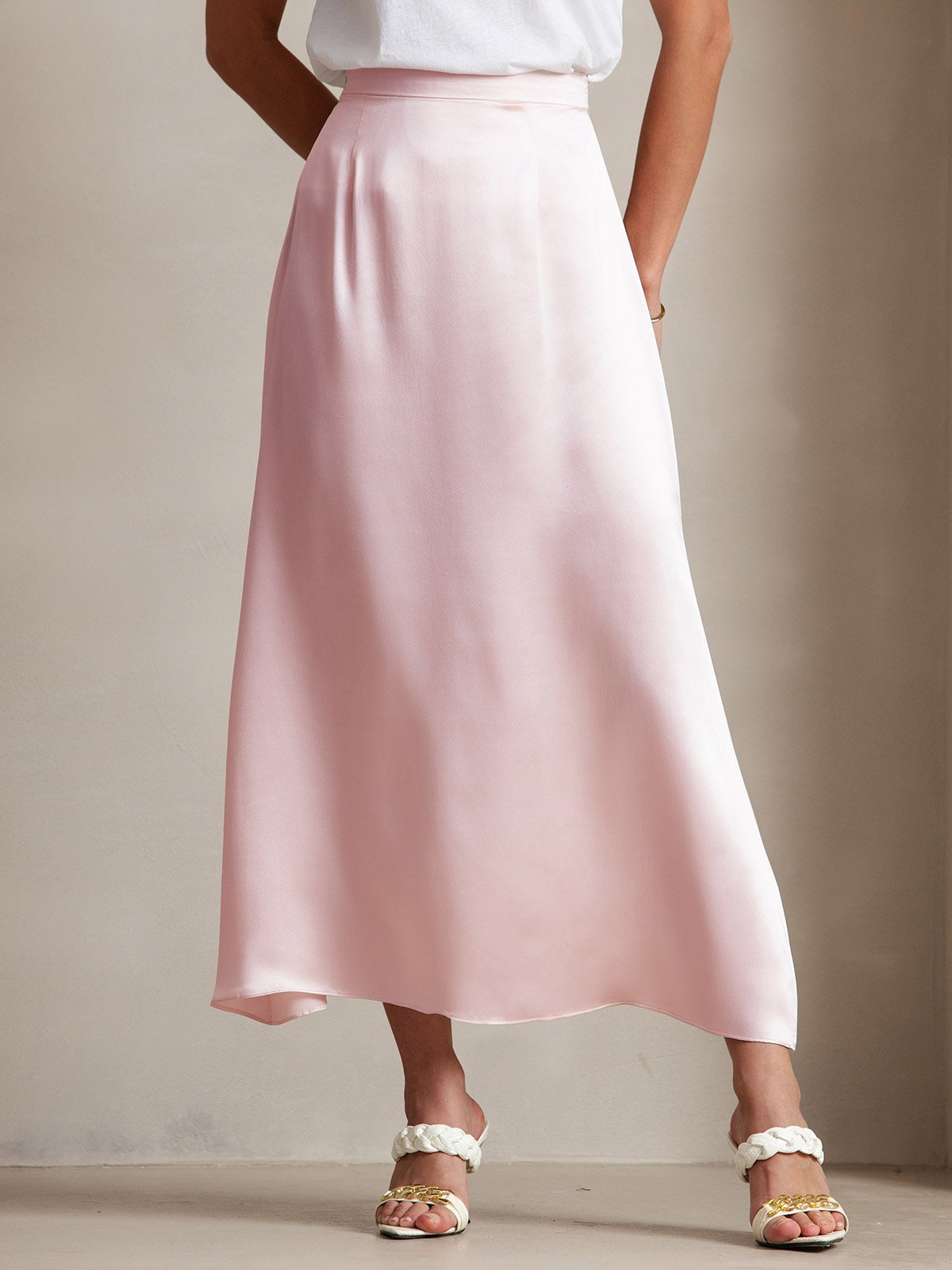 [Pink] SilkSilky 19Momme Silk Skirt 003