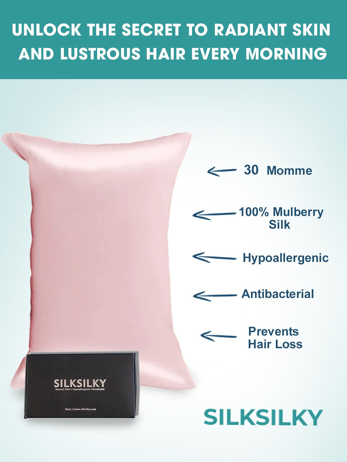 [Pink] SilkSilky 30Momme Pure Silk Pillowcase 003