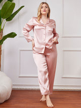 [Pink] SilkSilky  Long Sleeve Plus Size Pajamas 004