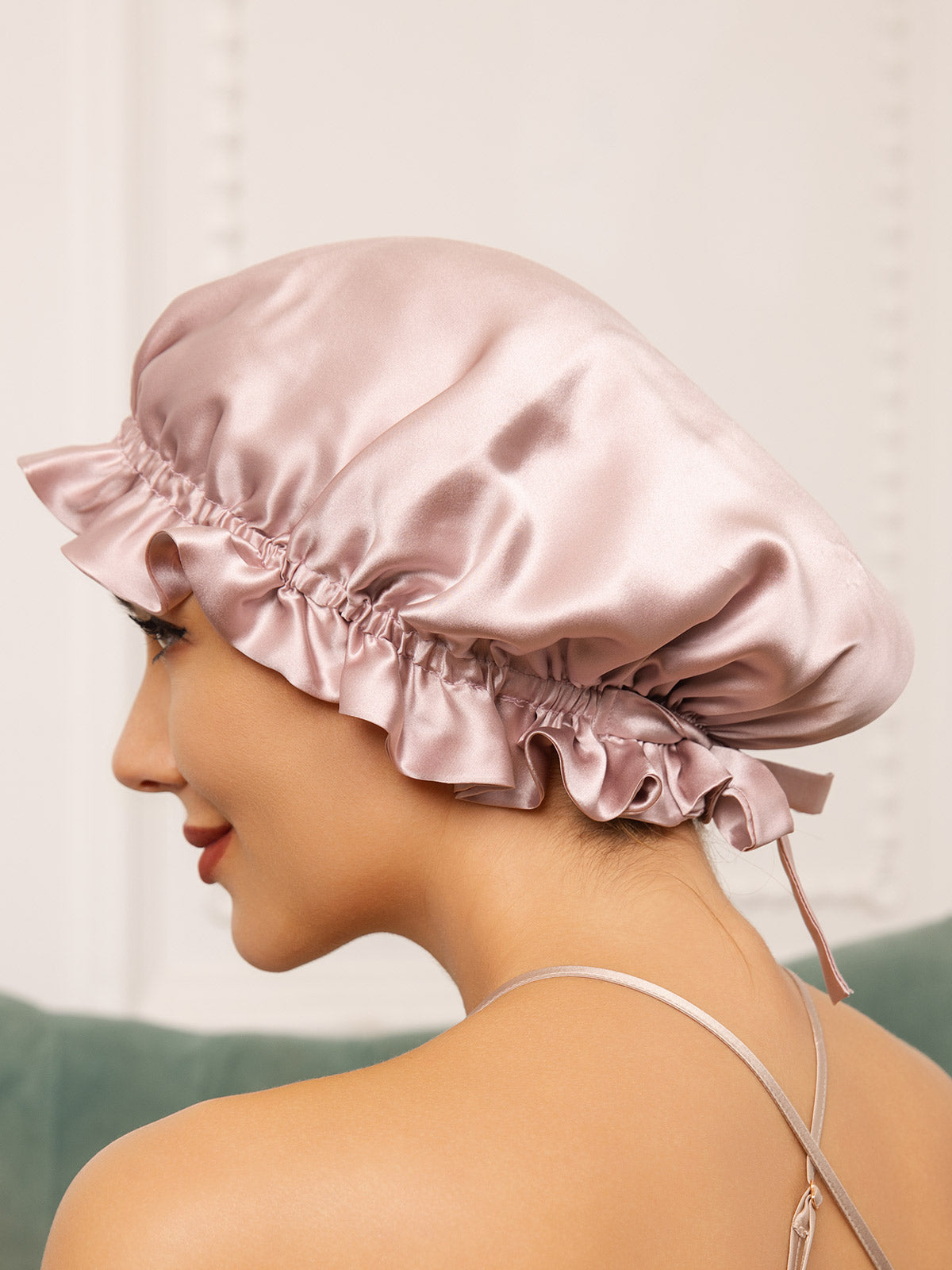 [Pink] SilkSilky Pure Silk Sleep Cap 001
