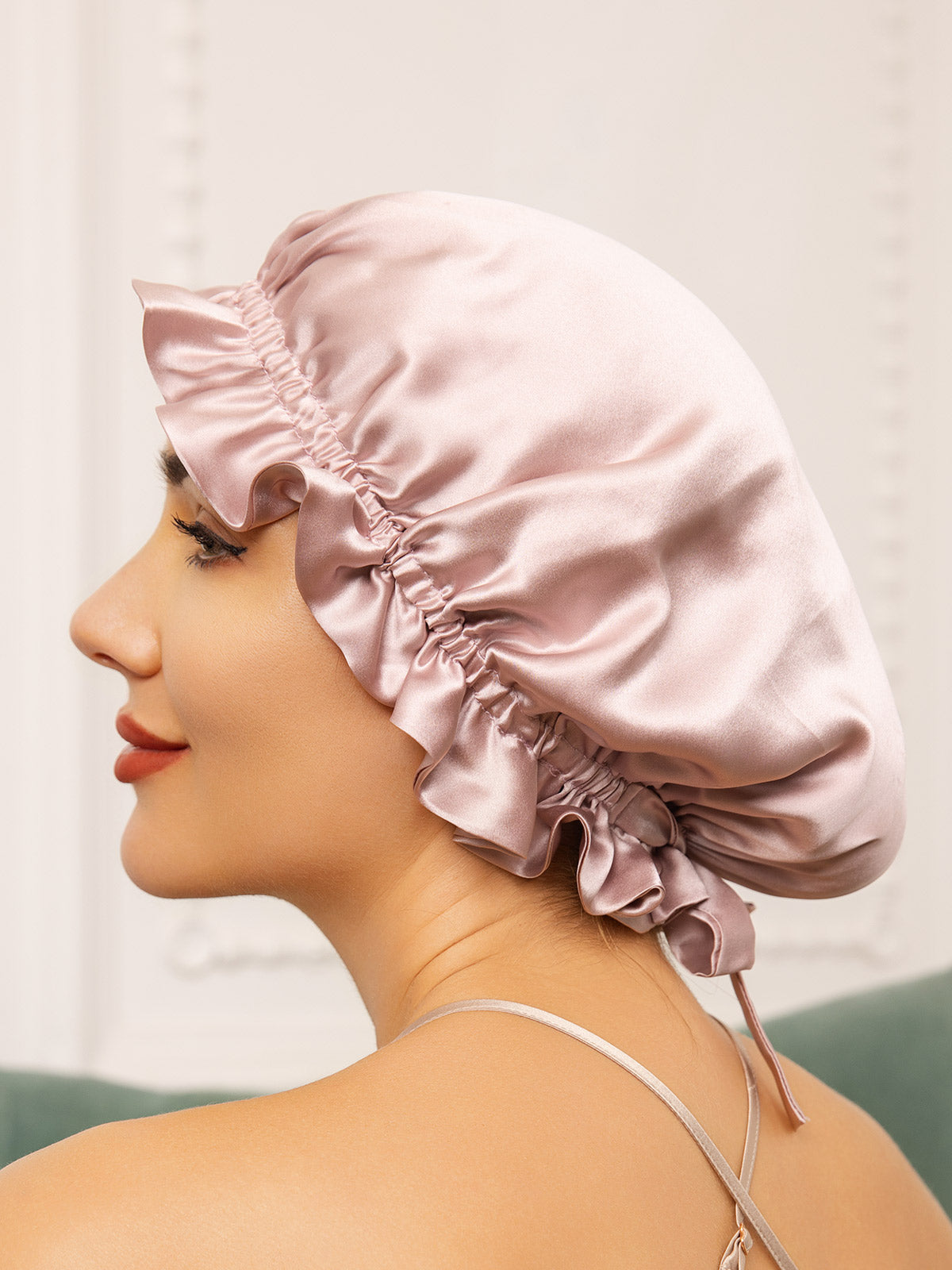 [Pink] SilkSilky Pure Silk Sleep Cap 002