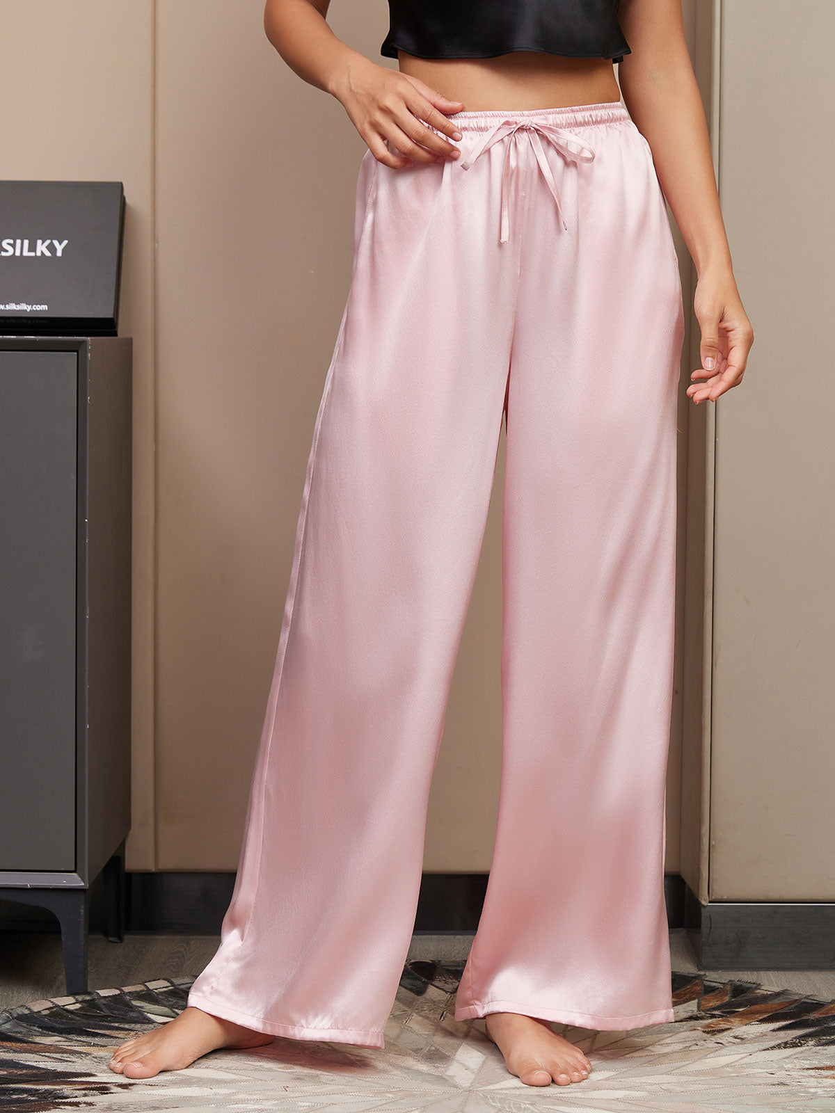 [Pink] SilkSilky  Pure Silk Womens Pants 001