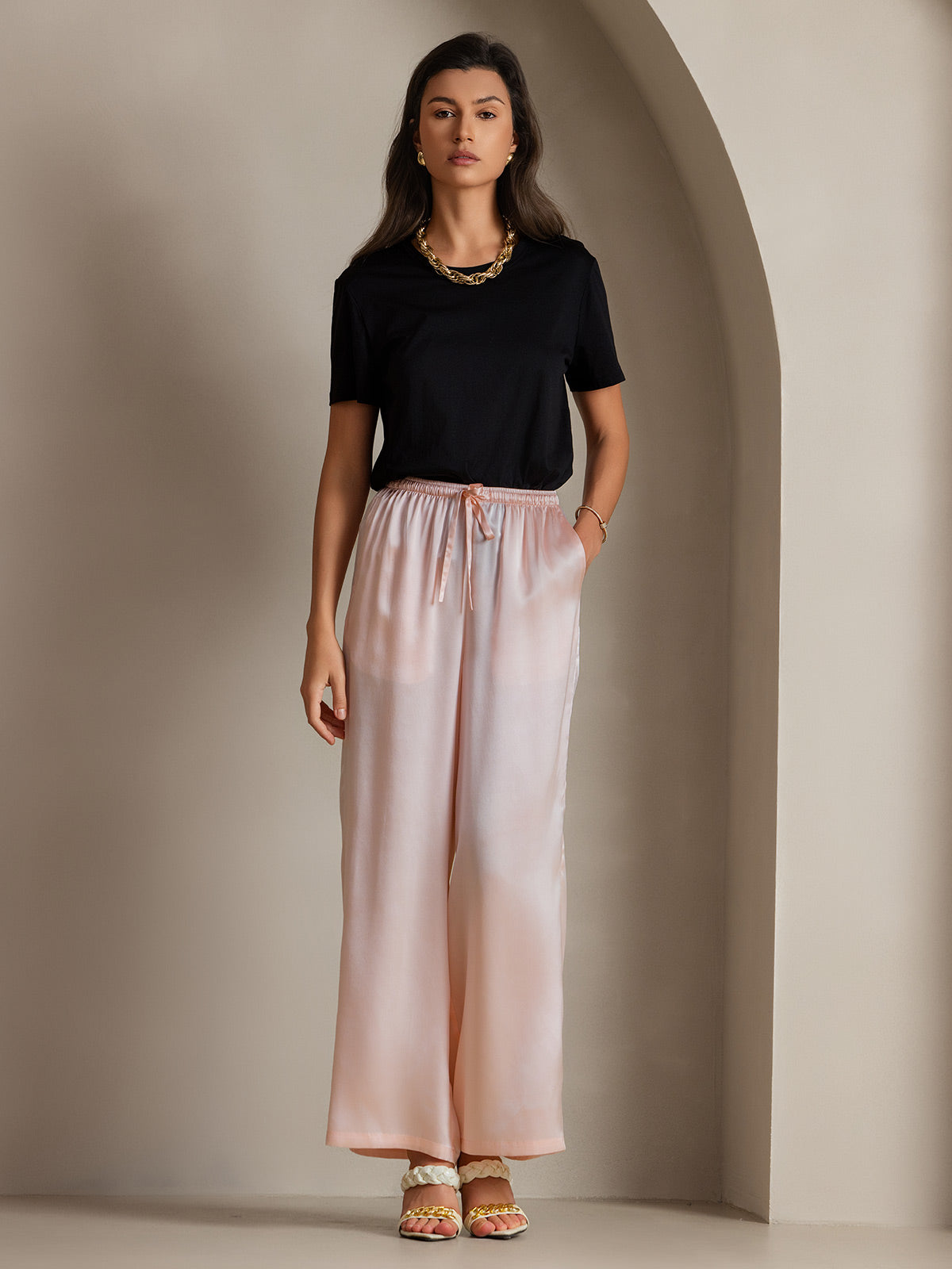 [Pink] SilkSilky  Pure Silk Womens Pants 001