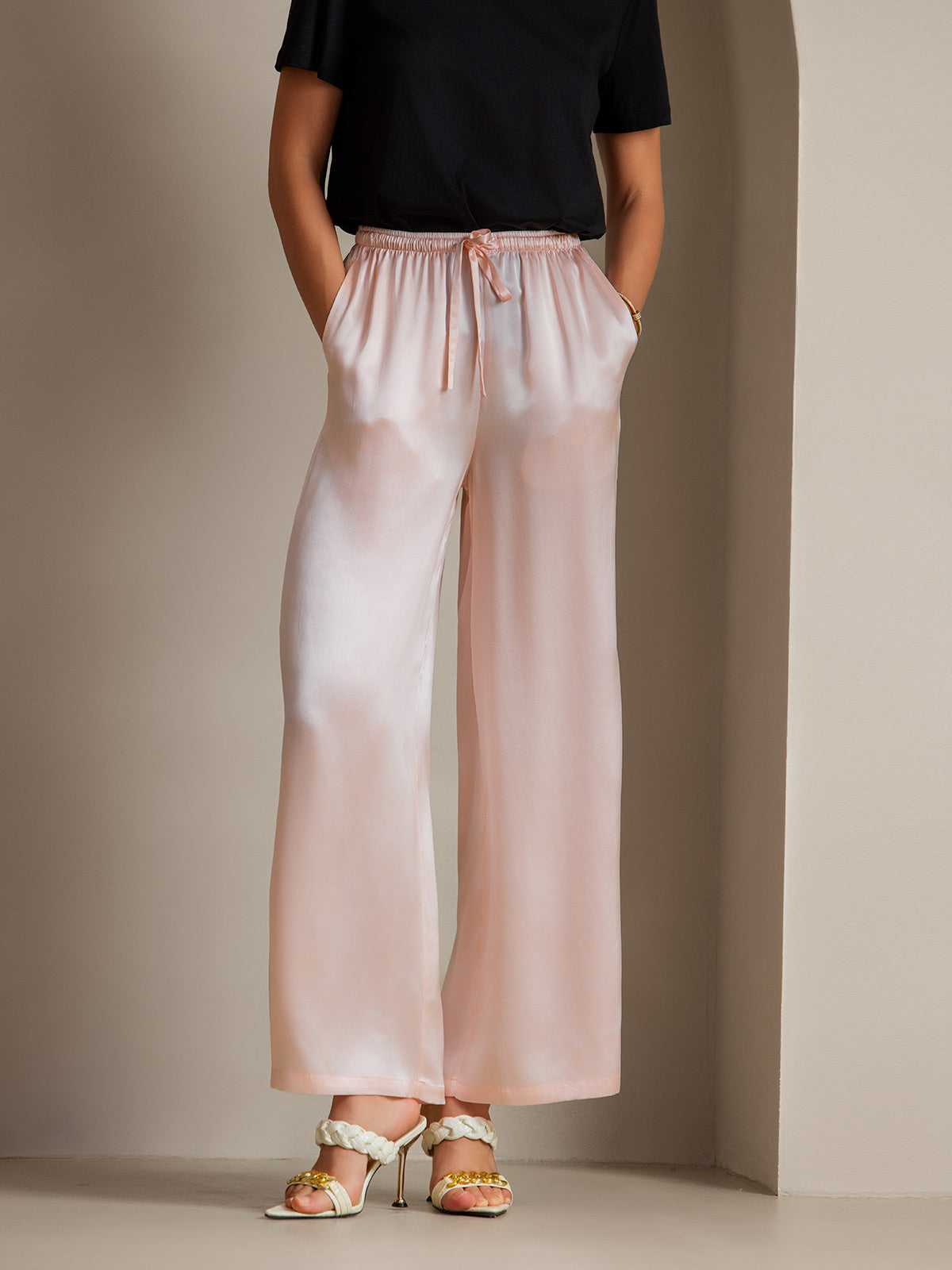 [Pink] SilkSilky  Pure Silk Womens Pants 006