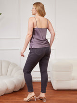 [Purple Gray] SilkSilky  Spaghetti Strap V Neck Plus Size Camisole Top 002