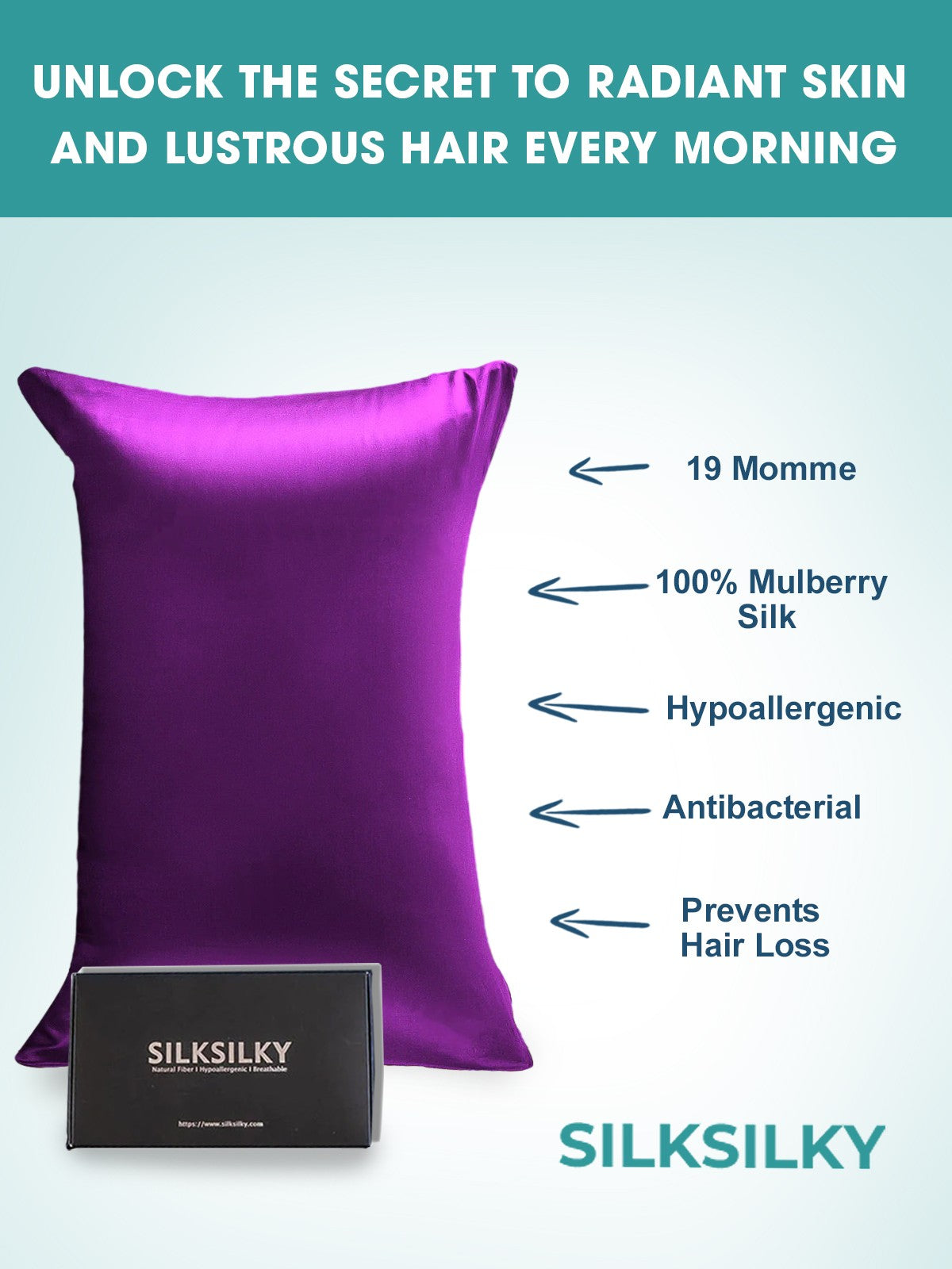 [Purple] SilkSilky 19Momme Pure Silk Pillowcase 002