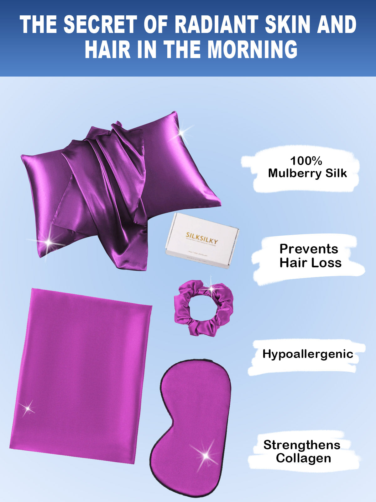 [Purple] SilkSilky 19Momme Pure Silk Pillowcase Set 002