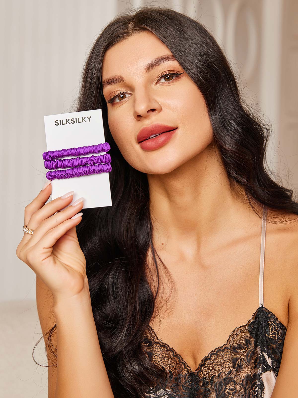 [Purple] SilkSilky 19Momme Pure Silk Scrunchie 001