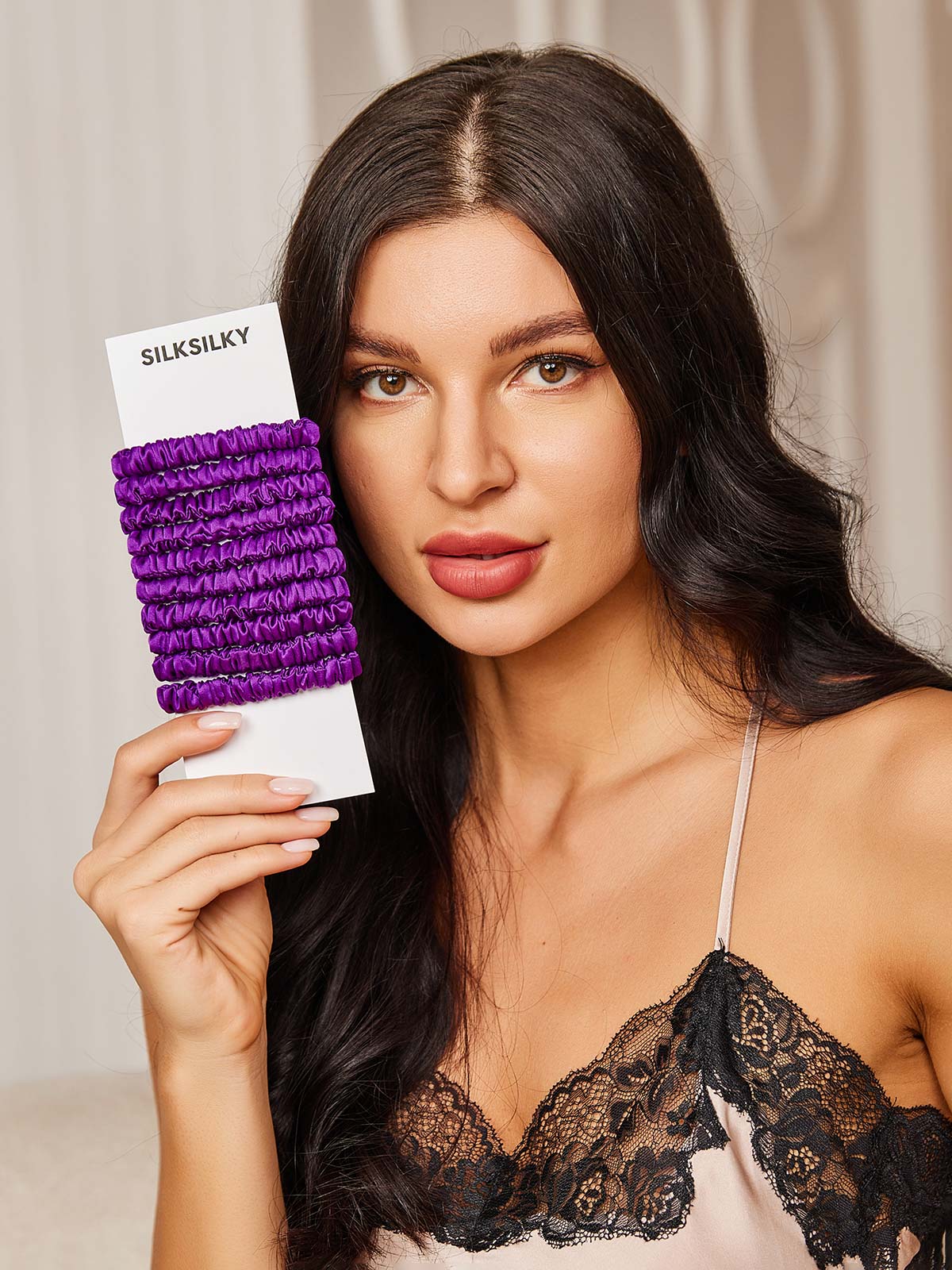[Purple] SilkSilky 19Momme Pure Silk Scrunchie 001