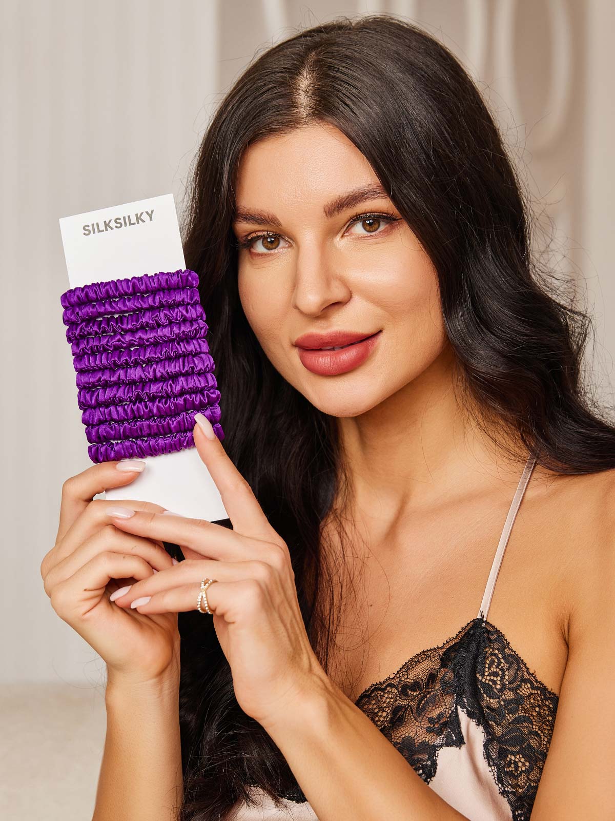 [Purple] SilkSilky 19Momme Pure Silk Scrunchie 002