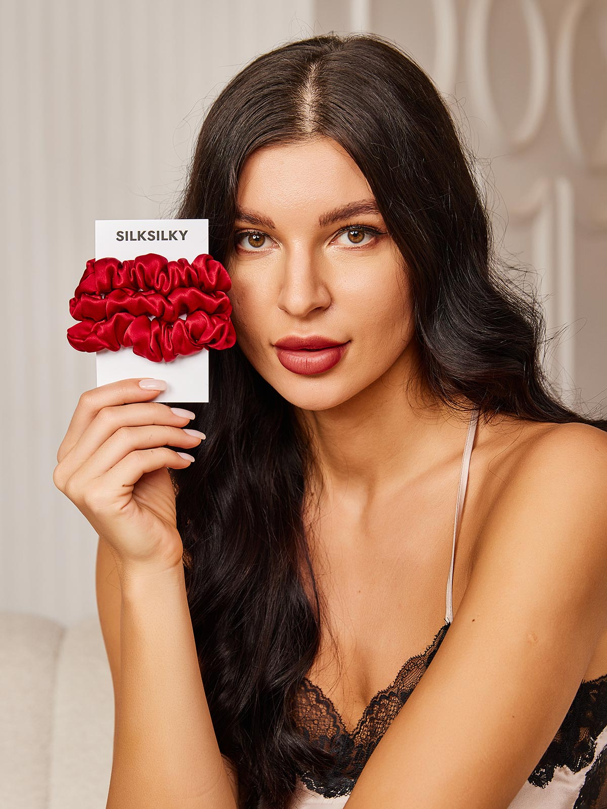 [Red] SilkSilky 19Momme Pure Silk Scrunchie 001